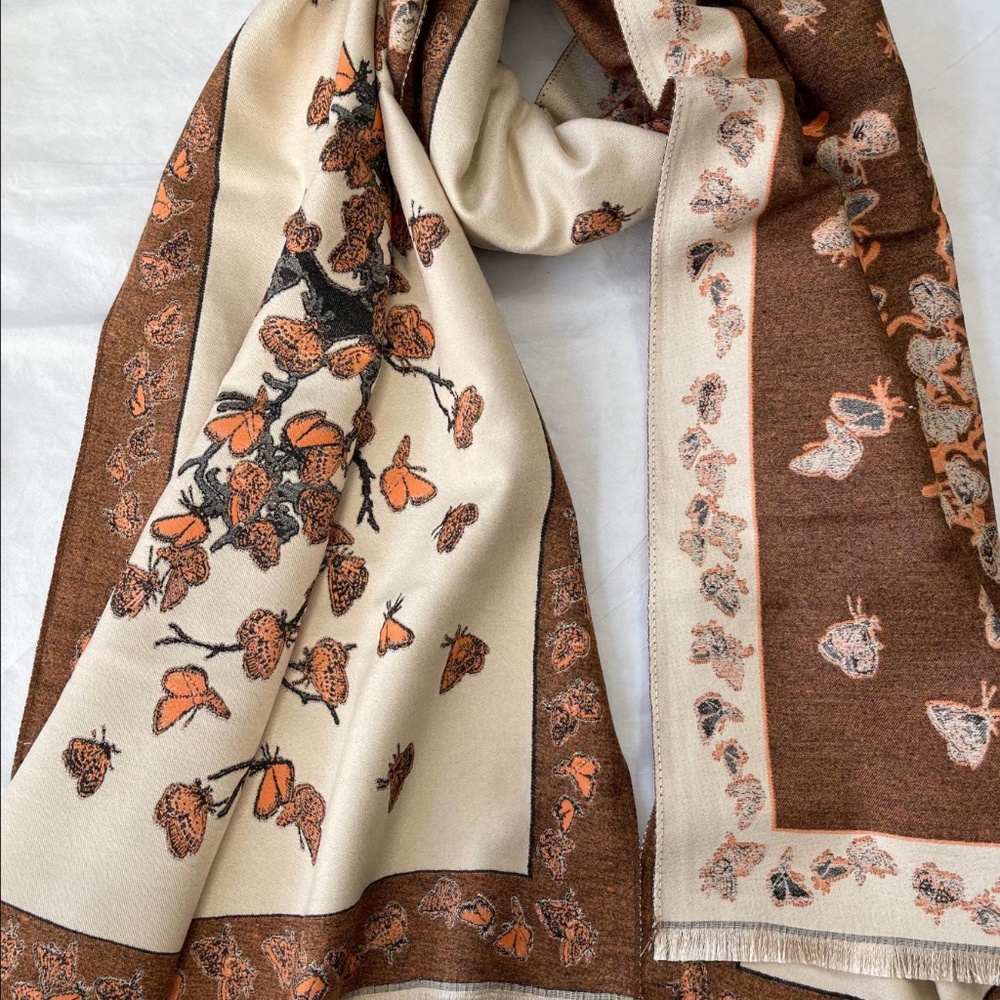 Scarf, Large Beige / Brown Wool Shawl, Soft Wrap, Warm Pashmina, Women Gift, NEW